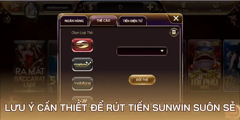 Lưu ý để nhận được tiền từ Sunwin thành công