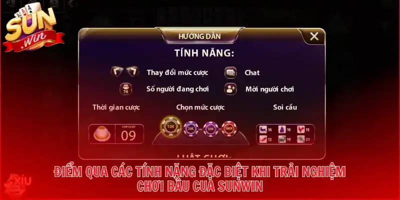 Điểm qua các tính năng đặc biệt khi trải nghiệm chơi Bầu Cua Sunwin