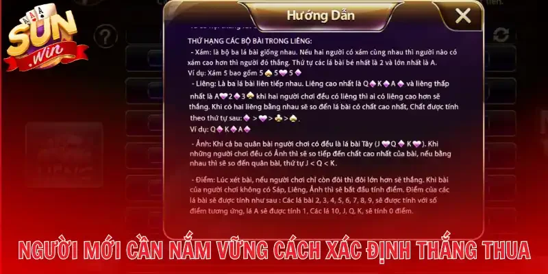 Người mới cần nắm vững cách xác định thắng thua 