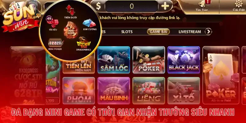 Đa dạng mini game có thời gian nhận thưởng siêu nhanh