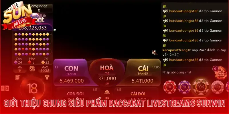 Giới thiệu chung siêu phẩm Baccarat Livestreams Sunwin