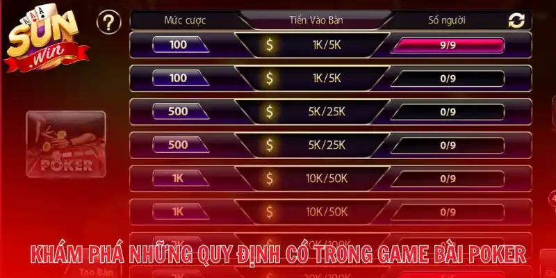 Khám phá những quy định có trong game bài Poker
