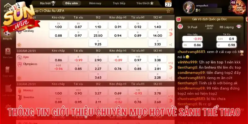 Thông tin giới thiệu chuyên mục hot về sảnh thể thao